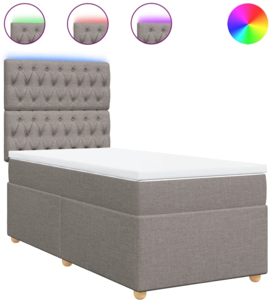 vidaXL Boxspringbett mit Matratze Taupe 90x190 cm Stoff 3293446