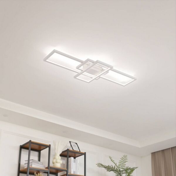 Lindby Deckenleuchten Poppy, LED, Metall, Weiß warmweiß IP20, LED 35 W gesamt, warmweiß