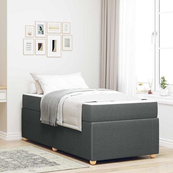vidaXL Bettrahmen mit Matratze Dunkelgrau 80 x 200 cm Stoff 3398315
