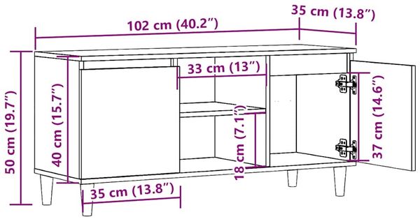 vidaXL TV-Schrank Artisan-Eiche 102x35x50 cm Holzwerkstoff 856429 Bild 10