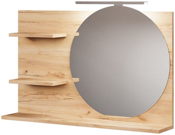 Spiegelregal Avena Eiche 80 x 50 cm mit 3 offenen Fächern Vicco