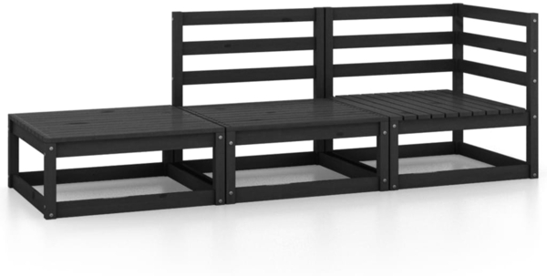 vidaXL 3-tlg. Garten-Lounge-Set Schwarz Massivholz Kiefer 3075473