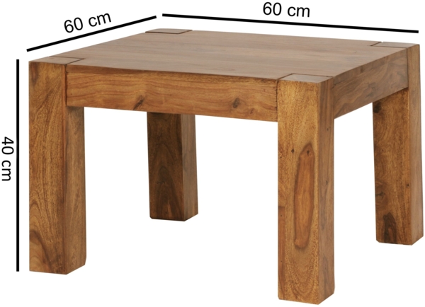 Couchtisch Massiv-Holz Sheesham 60 cm breit Wohnzimmer-Tisch Design dunkel-braun Landhaus-Stil Beistelltisch Bild 4