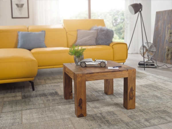 Couchtisch Massiv-Holz Sheesham 60 cm breit Wohnzimmer-Tisch Design dunkel-braun Landhaus-Stil Beistelltisch Bild 3