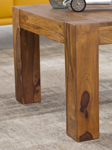 Couchtisch Massiv-Holz Sheesham 60 cm breit Wohnzimmer-Tisch Design dunkel-braun Landhaus-Stil Beistelltisch Bild 7
