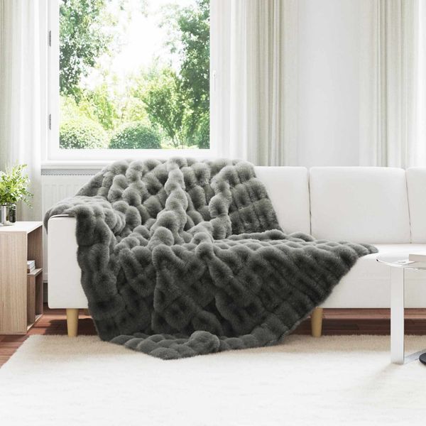vidaXL Rutschfeste Decke aus Kunstkaninchenfell Olite 4 pcs Dunkelgrau 42021806