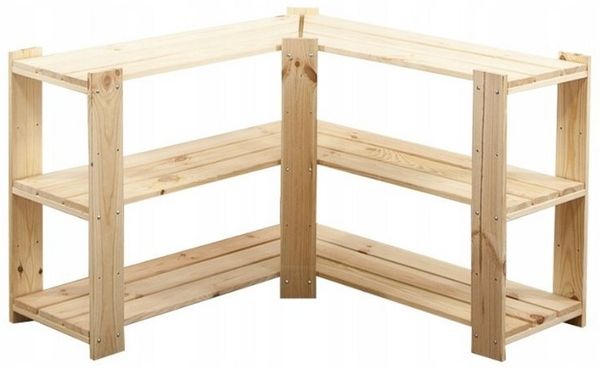PROREGAL® Eckregal WOODLAND, HxBxT 64x80x50cm, Fachl. 120kg, 2 Ebenen, Kiefer, Natur