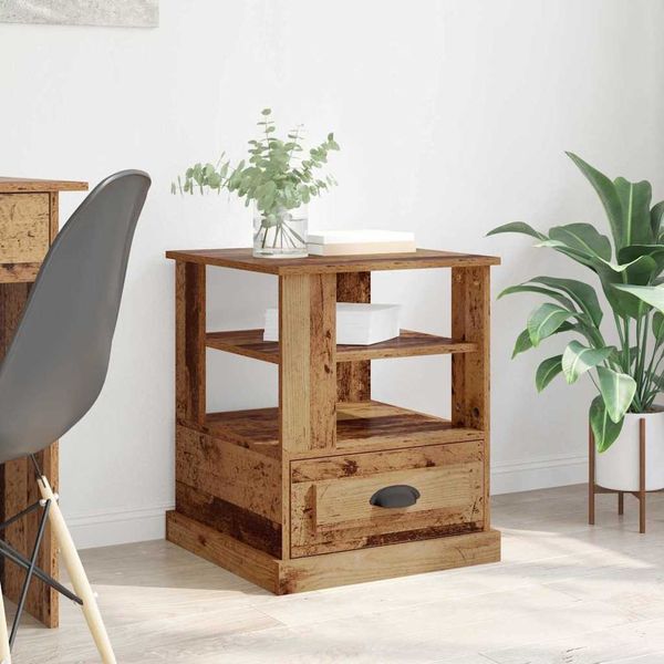 vidaXL Nachttisch mit Schubladen Altholz 50 x 50 x 60 cm Holzwerkstoff 881408