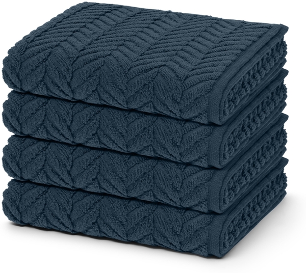 Ross Sensual Skin Zopf 4 tlg. Frottier-Set - 4 X Handtuch (50 X 100cm) - 500 g/m2 - Nachtblau