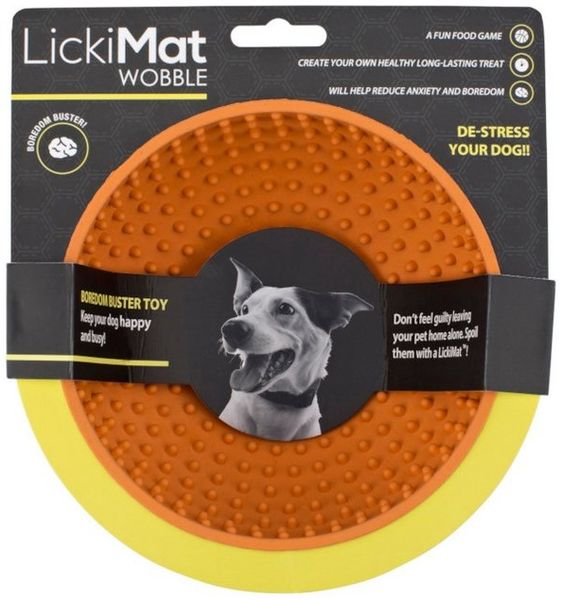 LickiMat Antischlingnapf Wobble Schleckschale aus Naturgummi für Hunde - orange - 18 cm, gefriergeeignet Bild 2