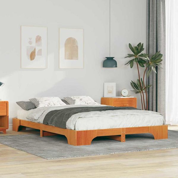 vidaXL Bettrahmen Braun 140 x 210 cm Massives Kiefernholz 872901