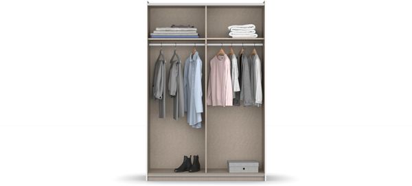 rauch Kleiderschrank, Schwebetürenschrank KRONACH, 2-türig, 2 Spiegeltüren teilaufgelegt, Grau metallic, 131 x 210 x 59 cm Bild 5