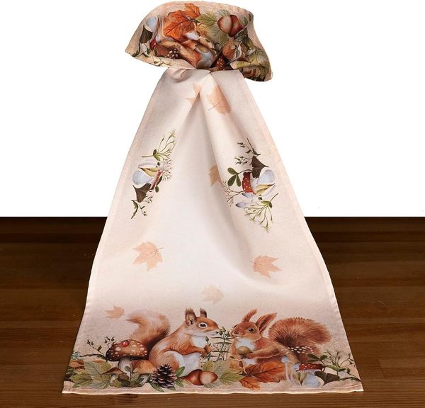 texpot Tischdecke Tischläufer Druck Eichhörnchen Herbst (1-tlg)