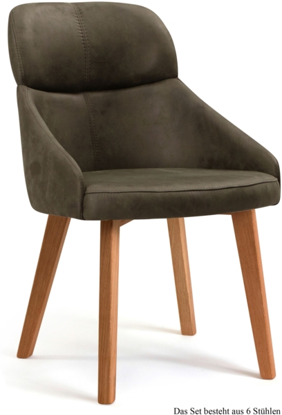 Esszimmerstuhl (6er-Set) Dasya 52 x 82 x 63 Eiche geölt/Khaki