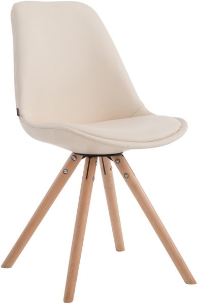 CLP Esszimmerstuhl Laval Rund mit Sitzpolster und runden Holzbeinen,creme natura