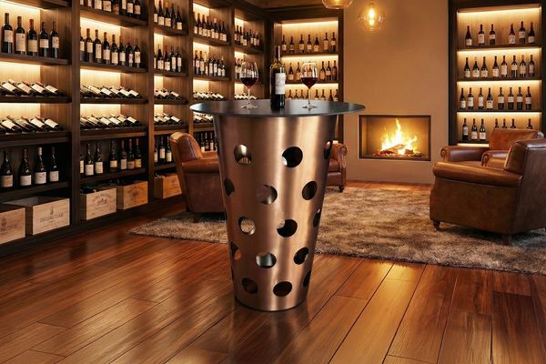 KAWOLA Tisch VINO Bartisch Keramik schwarz 80cm Gestell gebürsteter Edelstahl rosé gold 111 x 80 x 80 cm