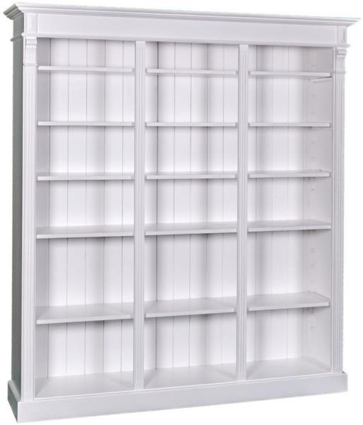 Casa Padrino Landhausstil Bücherschrank Weiß 180 x 39 x H. 197 cm - Massivholz Schrank - Regalschrank - Wohnzimmerschrank - Landhausstil Möbel