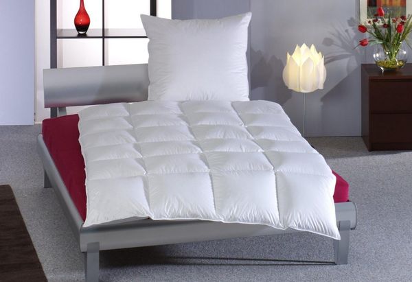 Haeussling Daunenbettdecke + Kopfkissen Swiss Royal, Füllung: 90% Daunen, 10% Federn, Bezug: 100% Baumwolle, Bettdecken-Set mit Kopfkissen, 135x200 oder 155x220 cm, Sommer, Winter