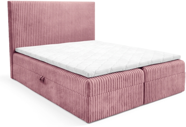 MEBLINI Boxspringbett TYLA 200x200 cm mit Bettkasten – H4/Rosa Plüsch Polsterbett - Doppelbett mit Topper & Taschenfederkern-Matratze Bild 2