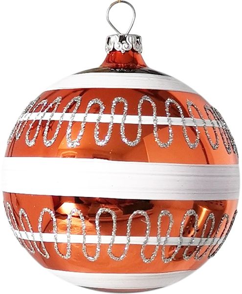 Weihnachtskugel Ø 8cm orange Welle Schatzhauser Thüringer Glas und Weihnachtsschmuck
