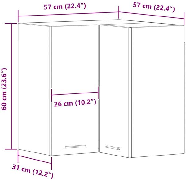 vidaXL Hängeschrank Lyon Schwarz Eichen-Optik 57 x 57 x 60 cm 863148 Bild 11