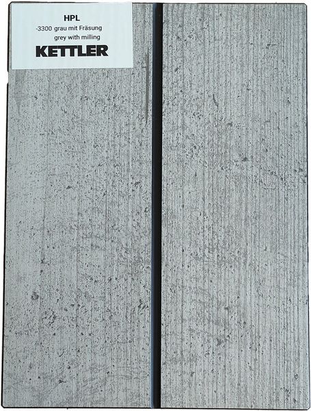 HPL Tischplatte 95cm x 95cm x 1,3cm, grau mit Fräsung, Wing Profil