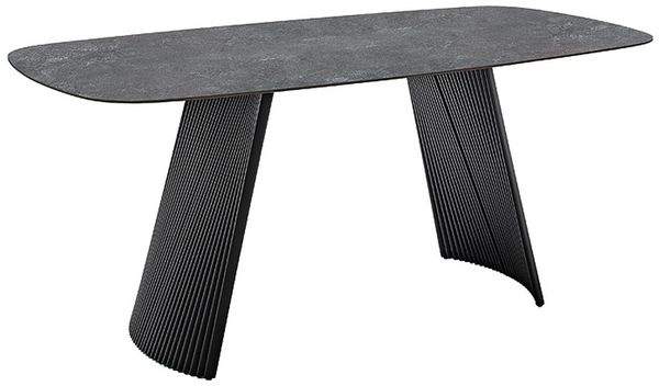 Esstisch >TOBELO< Designergestell, anthrazit marmoriert, Keramik - 180x76x90cm (BxHxT)