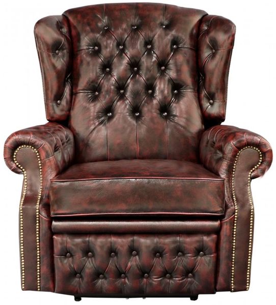 Elektrischer Relaxsessel Chesterfield Stunning aus echtem Rindsleder Red Bild 2