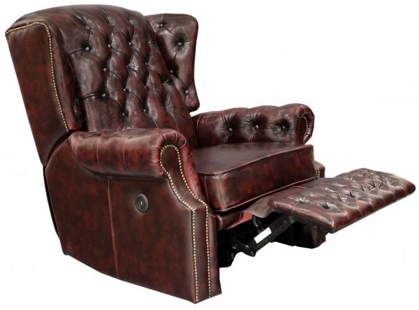 Elektrischer Relaxsessel Chesterfield Stunning aus echtem Rindsleder Red