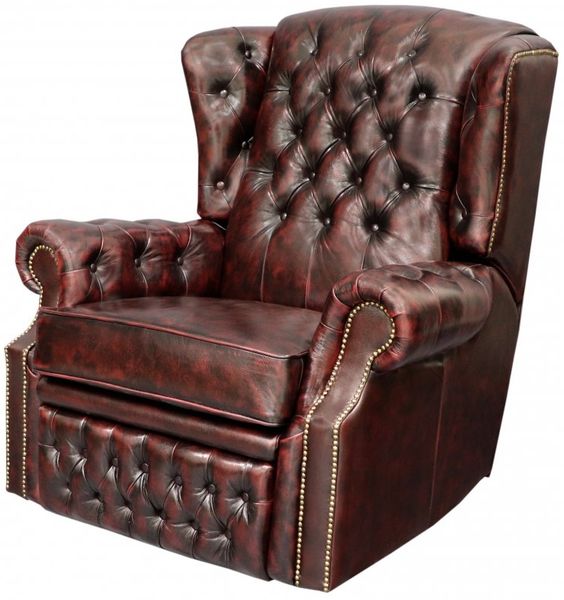 Elektrischer Relaxsessel Chesterfield Stunning aus echtem Rindsleder Red Bild 3