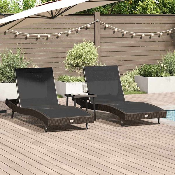 vidaXL Sonnenliege 3 pcs Braun 197 x 70 x 82 cm Poly-Rattan 3381202