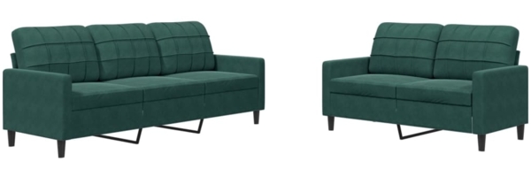 vidaXL 2-tlg. Sofagarnitur mit Kissen Dunkelgrün Samt 3278393
