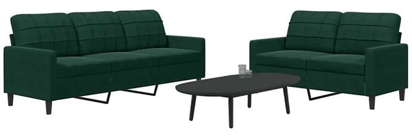 vidaXL 2-tlg. Sofagarnitur mit Kissen Dunkelgrün Samt 3278393