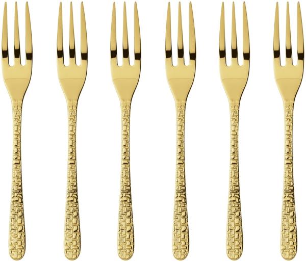 Sambonet Venezia Edelstahl/PVD Gold Kuchengabeln Set 6