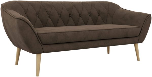 Sofa, Wohnzimmersofa PIRS 3, Skandinavisches Sofa 3-Sitzer, Sofa mit Wellenfederung, Buche Füße, Breite 180 cm Hoher Sitzkomfort - Braun Velvet Bild 6