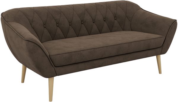 Sofa, Wohnzimmersofa PIRS 3, Skandinavisches Sofa 3-Sitzer, Sofa mit Wellenfederung, Buche Füße, Breite 180 cm Hoher Sitzkomfort - Braun Velvet Bild 8