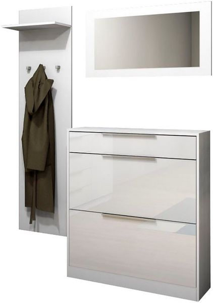 borchardt Möbel Garderoben-Set Oliva, Schuhschrank, Spiegel, Garderobenpaneel, (3-St)