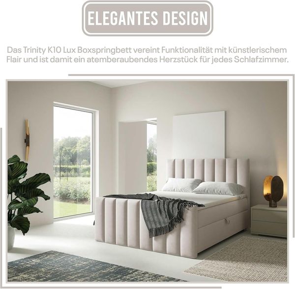 Best for Home Boxspringbett mit Bettkasten Trinity K10 Lux, mit Bettkasten, inkl. 7 cm Topper (140x200 160x200 180x200 200x200 cm), Verschiedene Liefermöglichkeiten, TOP Preis-Leistungs-Verhältnis Bild 5