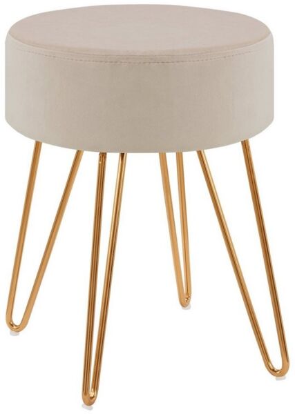 Duhome Hocker (9111), Sitzhocker Rund Hocker Samt oder Stoff Lederoptik Schemel Metallbeine