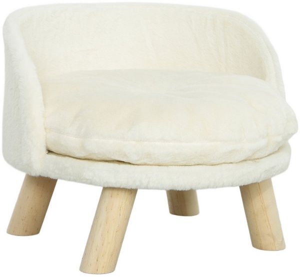 PawHut Tierbett Katzensofa, Haustiersofa mit Kissen, Katzenbett, Polyester, erhöhtes Haustierbett mit rutschfesten Holzfüße