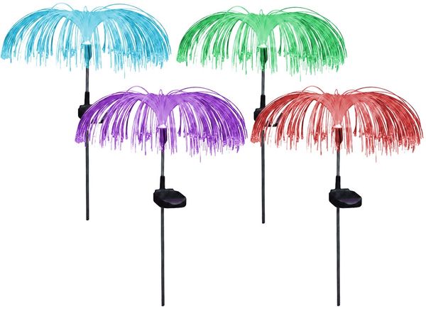 4x LED Solar Steckleuchte, Edelstahl, Farbwechsel, RGB, H 60 cm