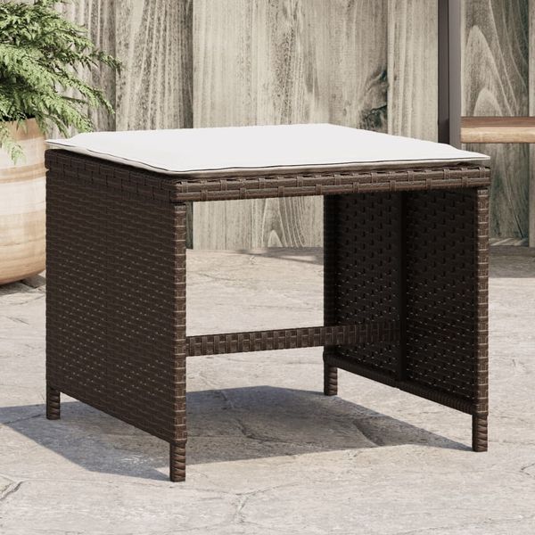 vidaXL Gartenhocker mit Kissen 4 Stk. Braun 40x40x35 cm Poly Rattan 4007486