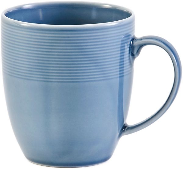 van Well Becher Kaffeebecher Jive, 400 ml, 6 Stück, 6-tlg, Porzellan, dezentes Spiraldekor, spülmaschinen-und mikrowellengeeignet