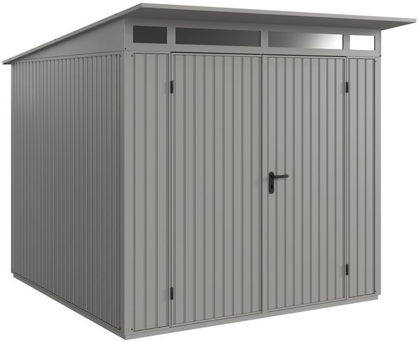 Hörmann Ecostar Metall-Gerätehaus Trend mit Pultdach Typ 2, 238x238 cm , graualuminium, 5,7 m²,2-flüglige Tür