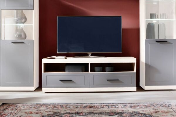 Lowboard ""Kvantum"" TV-Unterschrank 152 cm Weiß MDF Dust grey