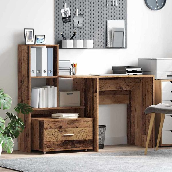 Schreibtisch, Computertisch, Bürotisch Altholz 131,5 x 50 x 106,5 cm Holzwerkstoff