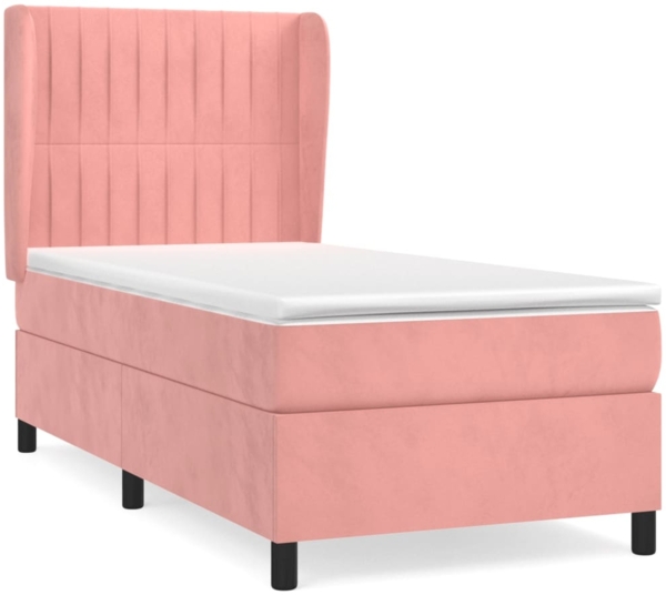 vidaXL Boxspringbett mit Matratze Rosa 90x200 cm Samt 3129314