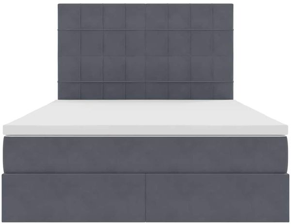 vidaXL Aufbewahrungsbett mit Matratze Dunkelgrau 140 x 190 cm Samt 3372028 Bild 7