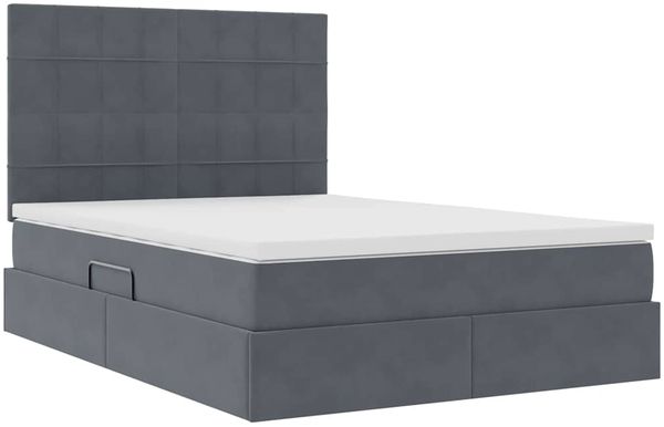 vidaXL Aufbewahrungsbett mit Matratze Dunkelgrau 140 x 190 cm Samt 3372028 Bild 5