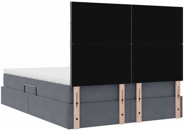 vidaXL Aufbewahrungsbett mit Matratze Dunkelgrau 140 x 190 cm Samt 3372028 Bild 11